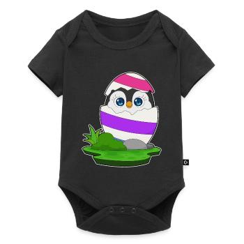 Pinguin Ostern Osterei - Baby Premium Kurzarmbody - Schwarz - Vorne