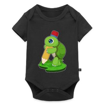 Tortue Pupille Crayon École - Body à manches courtes Premium Bébé - noir - Devant
