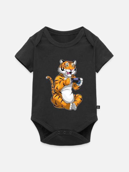 Tiger Gamer Controller - Baby Premium Kurzarmbody - Schwarz
