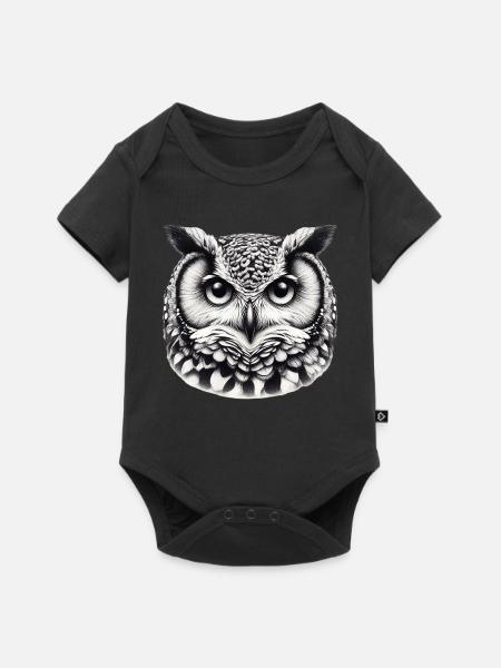 Eule - Baby Premium Kurzarmbody - Schwarz