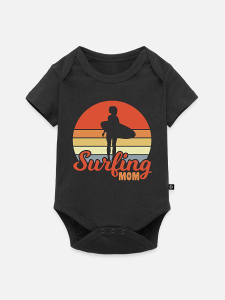 Surfing Mom - Baby Premium Kurzarmbody - Schwarz