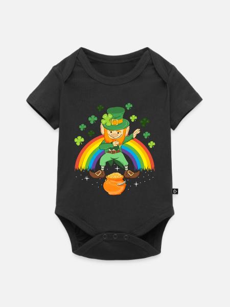 Dabbing Kobold Goldtopf Kleeblatt ST. Patricks Day - Baby Premium Kurzarmbody - Schwarz