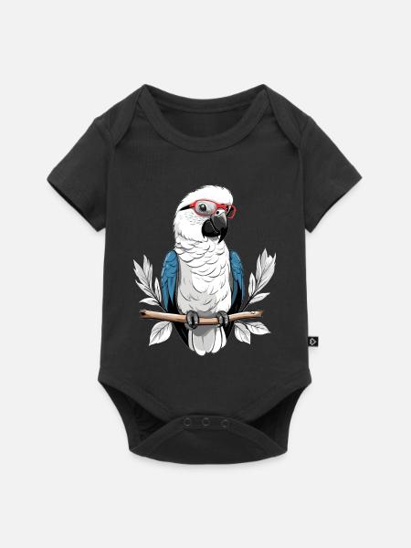 Papagei mit Brille - Baby Premium Kurzarmbody - Schwarz