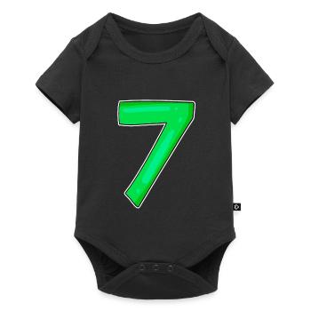 7 Nummer Zahl Grün - Baby Premium Kurzarmbody - Schwarz - Vorne