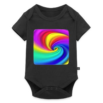 Regenbogenwirbel Farbenspiel - Baby Premium Kurzarmbody - Schwarz - Vorne