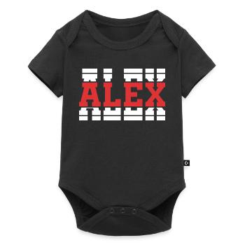 Alex t-shirt texte empilé cadeau t-shirt noir - Body à manches courtes Premium Bébé - noir - Devant