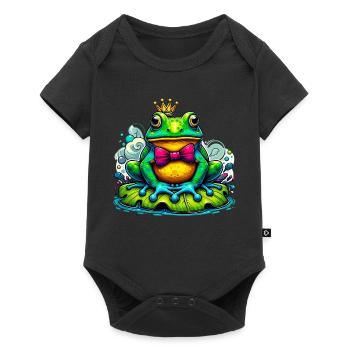 Grenouille à la couronne du roi - Body à manches courtes Premium Bébé - noir - Devant