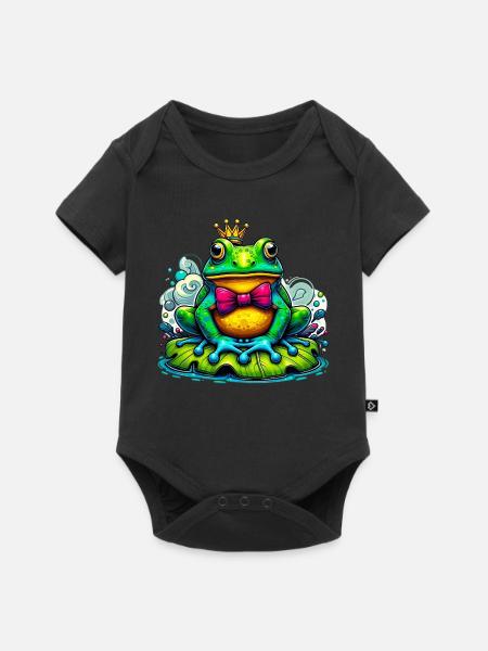 Frosch mit der Königskrone - Baby Premium Kurzarmbody - Schwarz