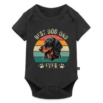 Dackel Hund Hunde Dad Vater Vatertag Retro Vintage - Baby Premium Kurzarmbody - Schwarz - Vorne