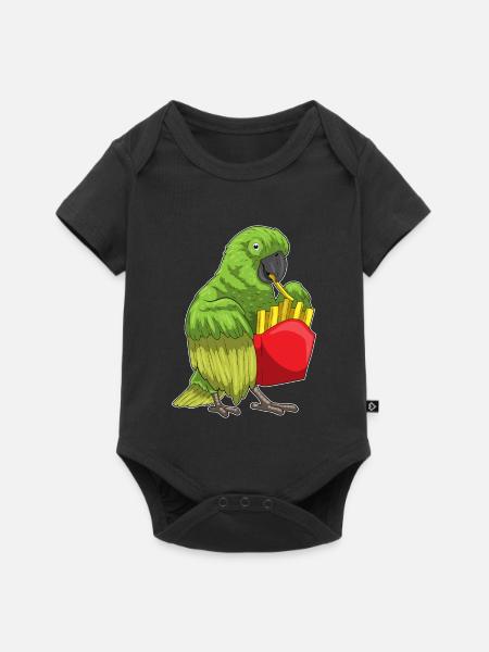 Papagei Pommes frites - Baby Premium Kurzarmbody - Schwarz