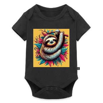 Faultier - Baby Premium Kurzarmbody - Schwarz - Vorne