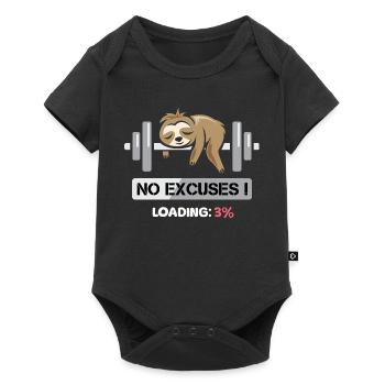 Fitness Faultier Bodybilding no excuses lustig - Baby Premium Kurzarmbody - Schwarz - Vorne
