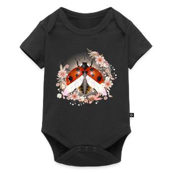 coccinelle rayonnante enchanteresse avec des fleurs - Body à manches courtes Premium Bébé - noir - Devant
