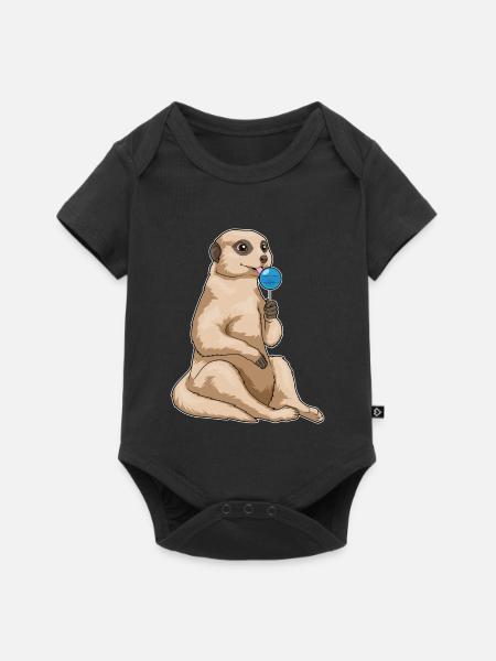 Erdmännchen Lutscher - Baby Premium Kurzarmbody - Schwarz