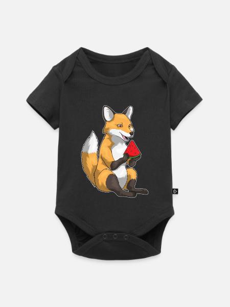 Fuchs Wassermelone - Baby Premium Kurzarmbody - Schwarz