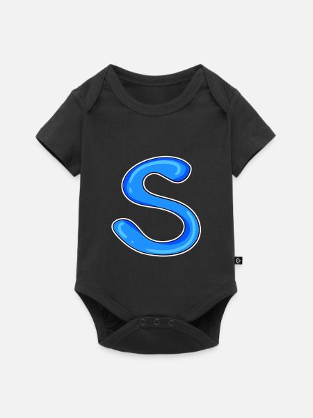 Buchstabe S Anfangsbuchstabe - Baby Premium Kurzarmbody - Schwarz