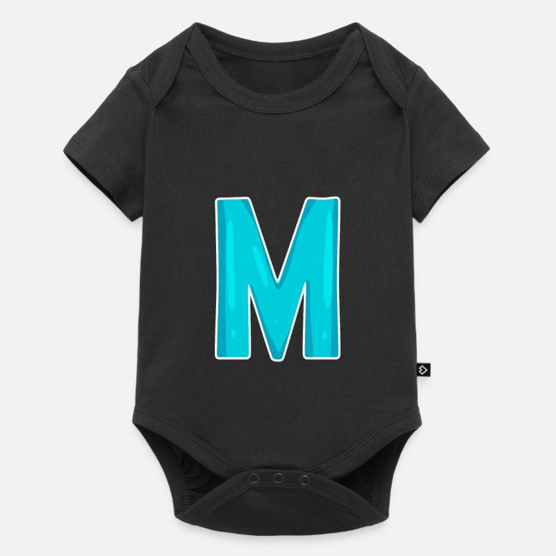 Buchstabe M Anfangsbuchstabe - Baby Premium Kurzarmbody - Schwarz
