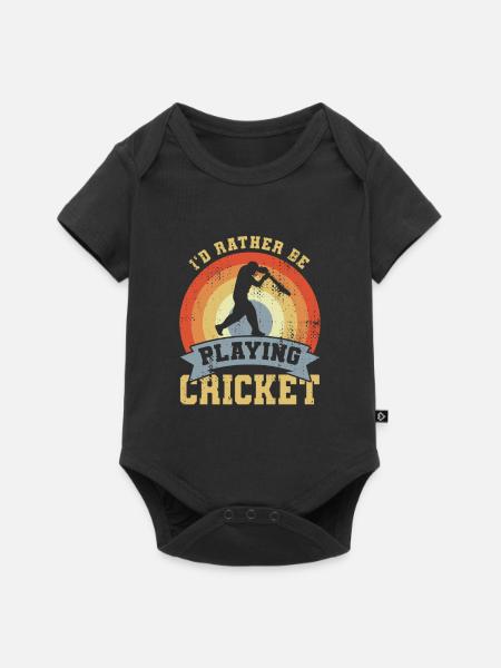 I’d Rather Be Playing Cricket - Baby Premium Kurzarmbody - Schwarz