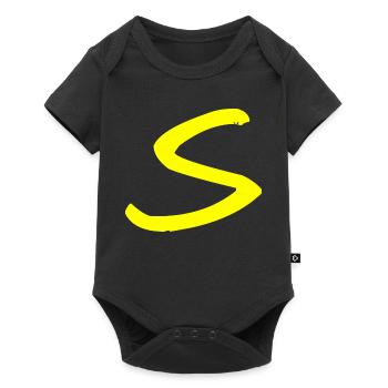 Buchstabe S - Baby Premium Kurzarmbody - Schwarz - Vorne