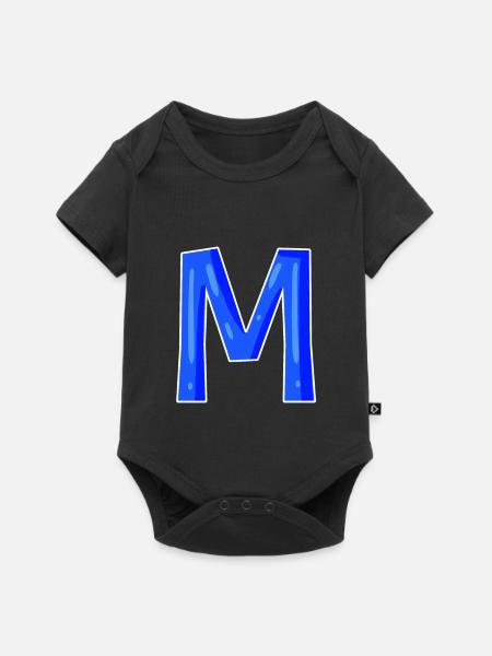 Buchstabe M - Anfangsbuchstabe M - Baby Premium Kurzarmbody - Schwarz