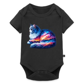 Katze - Baby Premium Kurzarmbody - Schwarz - Vorne