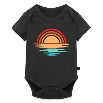 Coucher de soleil rétro vintage icône soleil design - Body à manches courtes Premium Bébé - noir - Devant