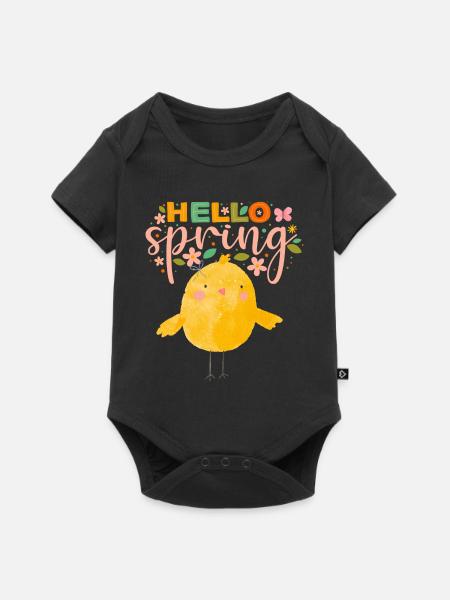 Humorvoller Frühlingstraum mit Huhn - Baby Premium Kurzarmbody - Schwarz