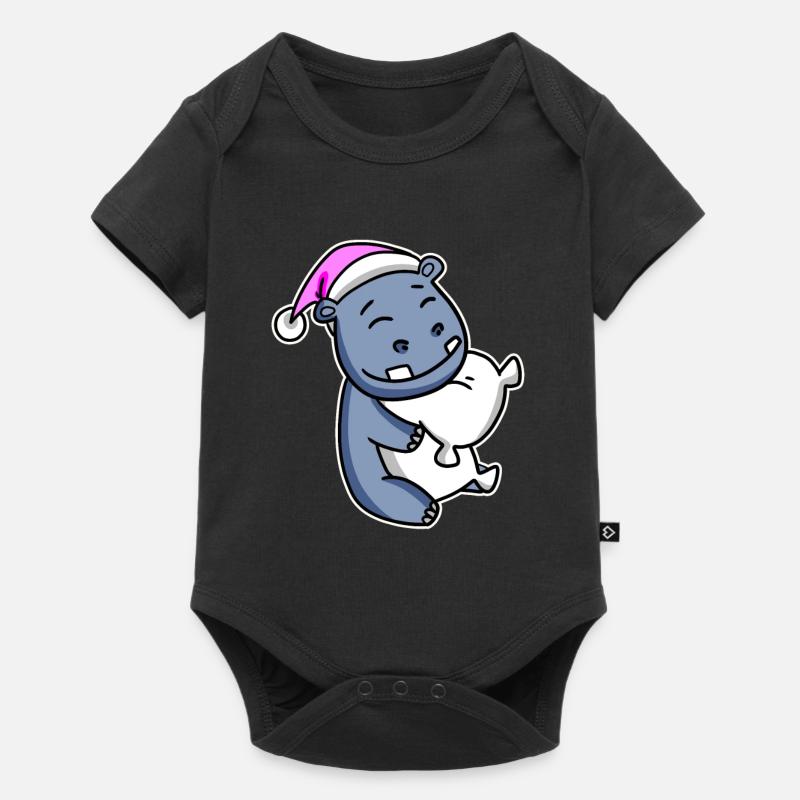 Nilpferd Müde Ausschlafen Schlafen Mädchen - Baby Premium Kurzarmbody - Schwarz