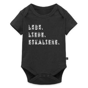 lebe liebe eskaliere fun potschertes lebn party - Baby Premium Kurzarmbody - Schwarz - Vorne
