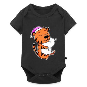 Tigre Fatigué Dormir Fille Endormie - Body à manches courtes Premium Bébé - noir - Devant