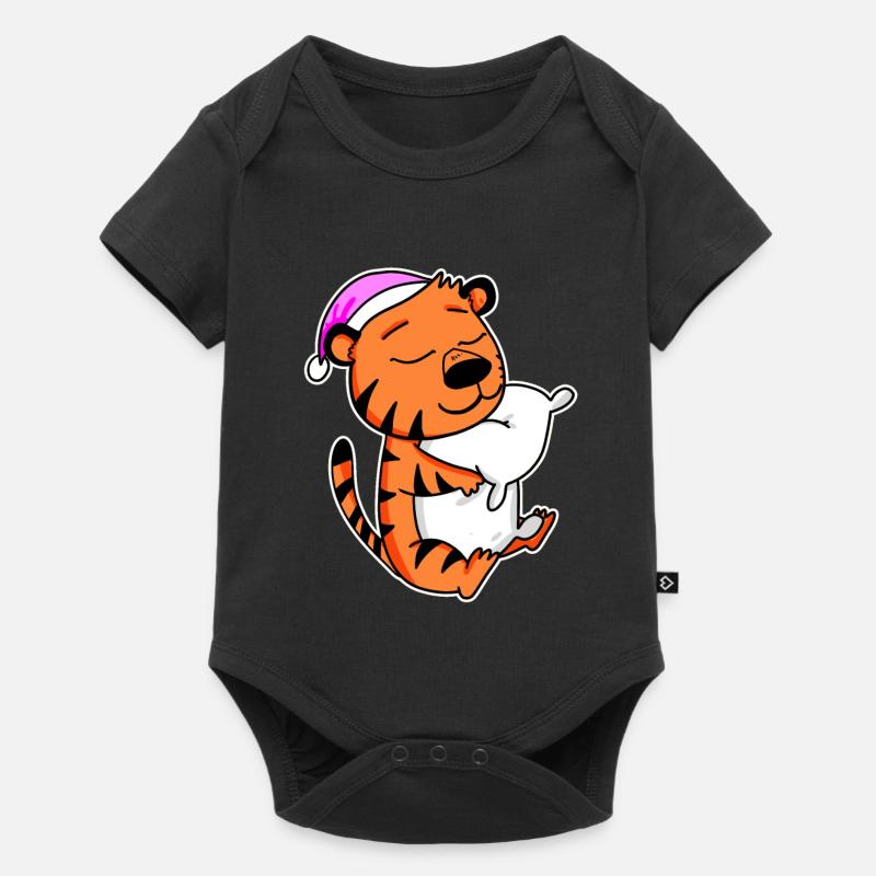Tiger Müde Ausschlafen Schlafen Mädchen - Baby Premium Kurzarmbody - Schwarz