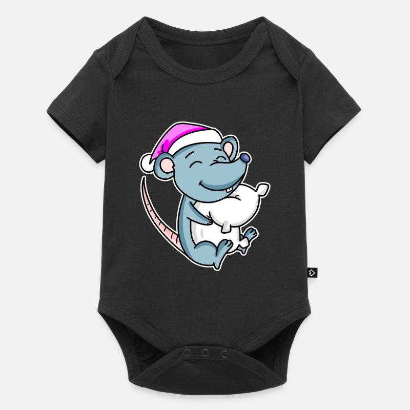 Maus Müde Ausschlafen Schlafen Mädchen - Baby Premium Kurzarmbody - Schwarz