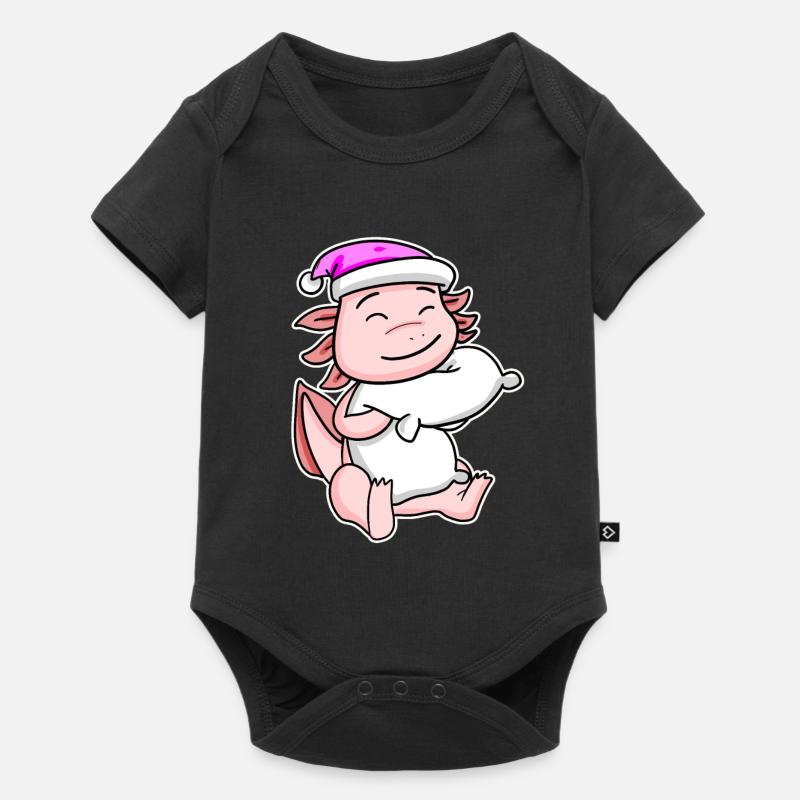 Axolotl Müde Ausschlafen Schlafen Mädchen - Baby Premium Kurzarmbody - Schwarz