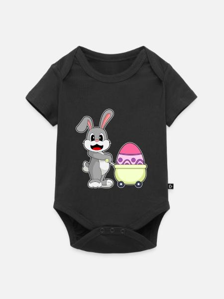 Hase Ostern Einkaufen - Baby Premium Kurzarmbody - Schwarz