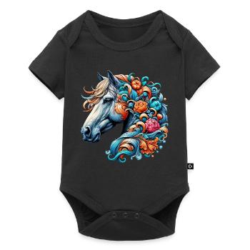 Horse - Baby Premium short-sleeve bodysuit - black - Front