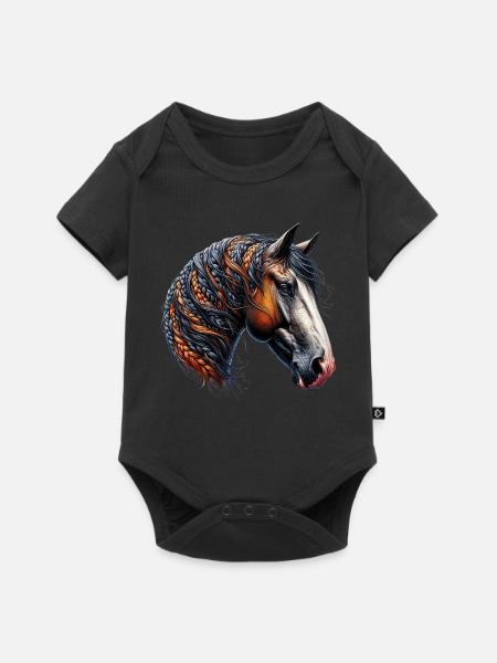 Pferd - Baby Premium Kurzarmbody - Schwarz