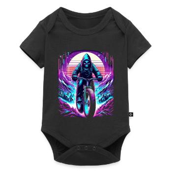 Skeleton Fatbiker Synthwave Retro Bicycle Rider - Baby Premium short-sleeve bodysuit - black - Front