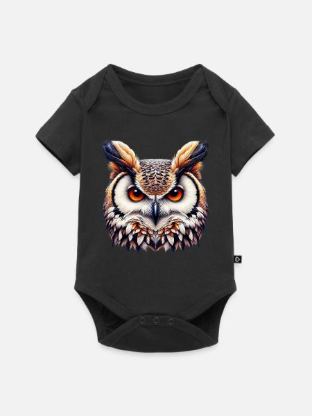 Eule - Baby Premium Kurzarmbody - Schwarz