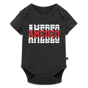 Amedeo t-shirt t-shirt idée cadeau texte empilé - Body à manches courtes Premium Bébé - noir - Devant