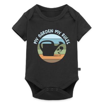 dictons drôles jardinier règles logo rétro - Body à manches courtes Premium Bébé - noir - Devant