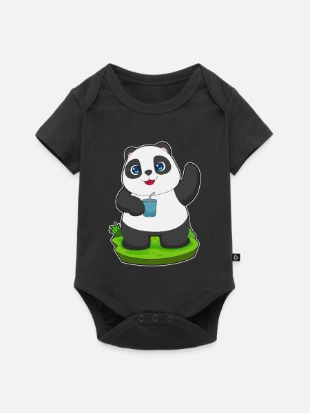 Panda Saft - Baby Premium Kurzarmbody - Schwarz