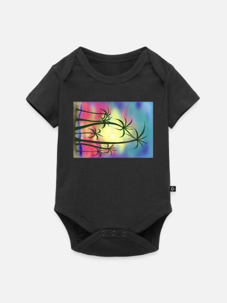 Palmen - Baby Premium Kurzarmbody - Schwarz