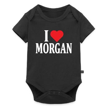 T-Shirt Ich liebe Morgan T-Shirt Geschenkidee - Baby Premium Kurzarmbody - Schwarz - Vorne