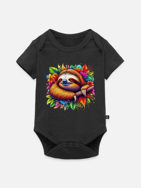 Faultier - Baby Premium Kurzarmbody - Schwarz