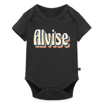Alvise Retro T-Shirt Vintage T-Shirt Geschenkidee - Baby Premium Kurzarmbody - Schwarz - Vorne