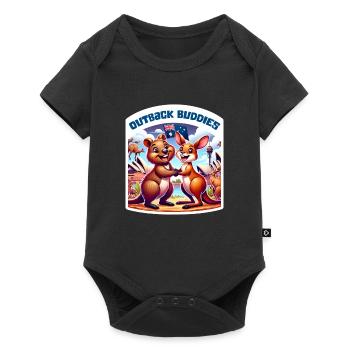 Motif de kangourou australien et de quokka - Body à manches courtes Premium Bébé - noir - Devant