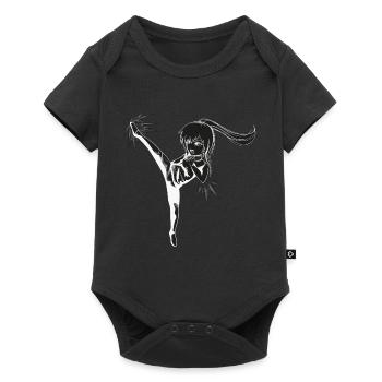 Chibi Girl avec coup de pied - blanc - Body à manches courtes Premium Bébé - noir - Devant