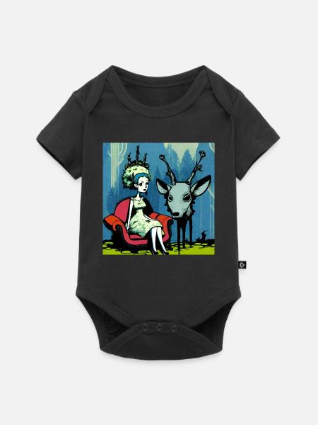Psychedelischer Hirsch 01 - Baby Premium Kurzarmbody - Schwarz