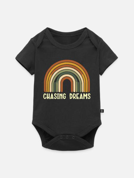Regenbogen Retro Chasing Dreams - Baby Premium Kurzarmbody - Schwarz