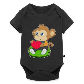 Affe Herz - Baby Premium Kurzarmbody - Schwarz - Vorne